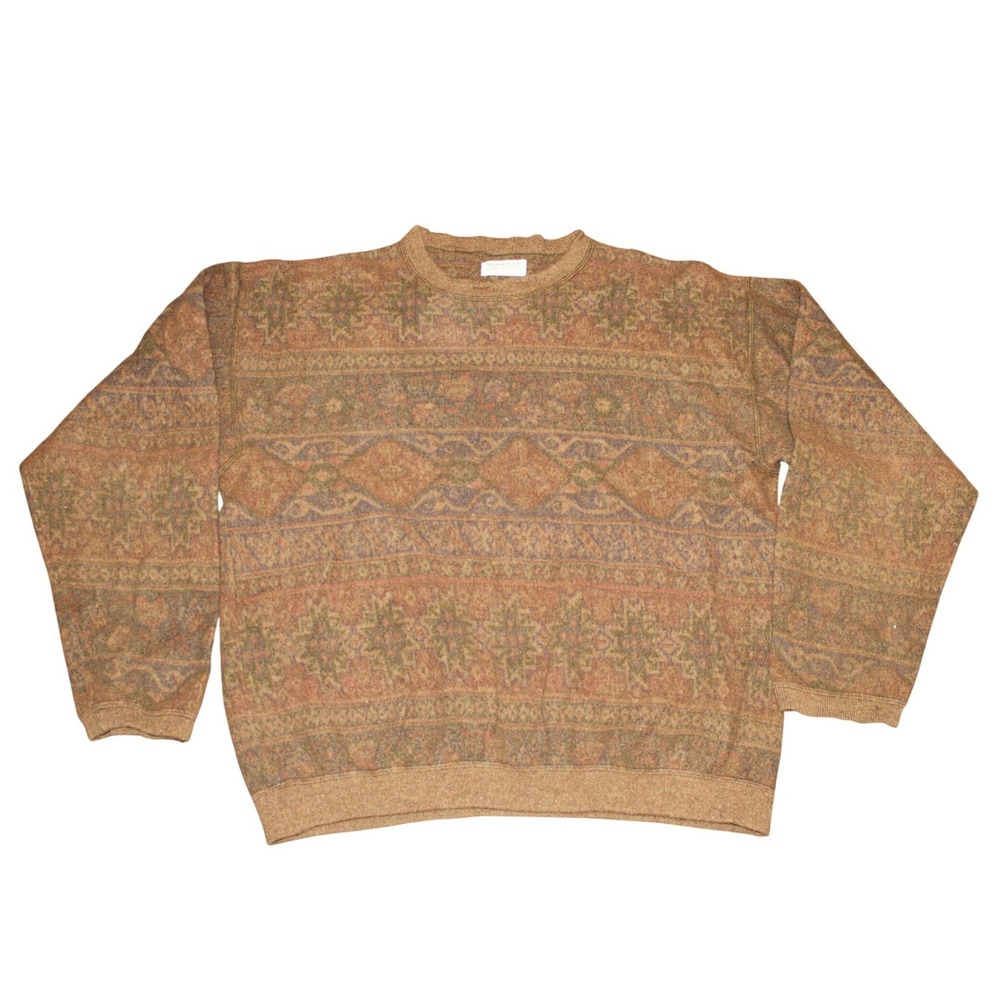 VTG 80s Banana Republic Safari Knit Sweater L Made in Italy Wool Cotton Blend
